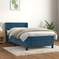 vidaXL sötétkék bársony rugós ágy matraccal 100 x 200 cm ágy és ágykellék