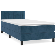 vidaXL sötétkék bársony rugós ágy matraccal 100 x 200 cm (3141411) ágy és ágykellék