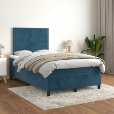 vidaXL sötétkék bársony rugós ágy matraccal 120 x 200 cm ágy és ágykellék