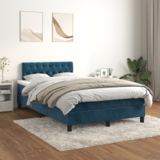 vidaXL sötétkék bársony rugós ágy matraccal 120 x 200 cm ágy és ágykellék