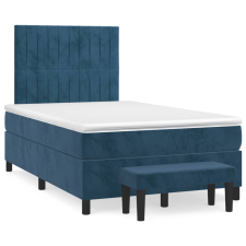 vidaXL sötétkék bársony rugós ágy matraccal 120x190 cm ágy és ágykellék
