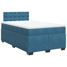 vidaXL sötétkék bársony rugós ágy matraccal 120x190 cm (3286274) ágy és ágykellék