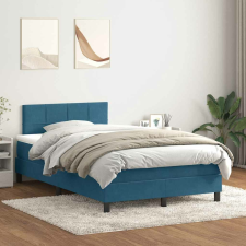 vidaXL sötétkék bársony rugós ágy matraccal 120x210 cm ágy és ágykellék