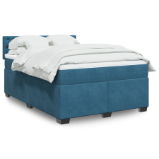 vidaXL sötétkék bársony rugós ágy matraccal 140x190 cm ágy és ágykellék