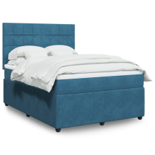 vidaXL sötétkék bársony rugós ágy matraccal 140x190 cm ágy és ágykellék