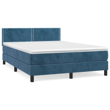 vidaXL sötétkék bársony rugós ágy matraccal 140x190 cm (3141243) ágy és ágykellék