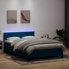 vidaXL sötétkék bársony rugós ágy matraccal 140x220 cm ágy és ágykellék