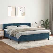 vidaXL sötétkék bársony rugós ágy matraccal 160x200 cm ágy és ágykellék