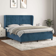 vidaXL sötétkék bársony rugós ágy matraccal 160x200 cm ágy és ágykellék