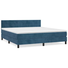 vidaXL sötétkék bársony rugós ágy matraccal 160x200 cm (3141315) ágy és ágykellék