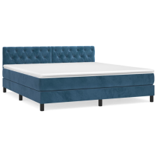 vidaXL sötétkék bársony rugós ágy matraccal 160x200 cm (3141495) ágy és ágykellék