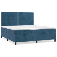 vidaXL sötétkék bársony rugós ágy matraccal 160x200 cm (3142975) ágy és ágykellék