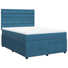 vidaXL sötétkék bársony rugós ágy matraccal 160x200 cm (3292398) ágy és ágykellék