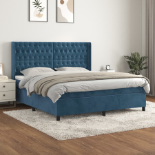 vidaXL sötétkék bársony rugós ágy matraccal 180x200 cm ágy és ágykellék