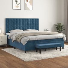 vidaXL sötétkék bársony rugós ágy matraccal 180x200 cm ágy és ágykellék