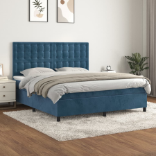 vidaXL sötétkék bársony rugós ágy matraccal 180x200 cm ágy és ágykellék