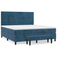 vidaXL sötétkék bársony rugós ágy matraccal 180x200 cm (3137921) ágy és ágykellék