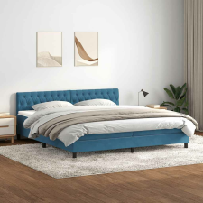 vidaXL sötétkék bársony rugós ágy matraccal 180x220 cm ágy és ágykellék