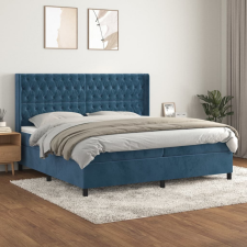 vidaXL sötétkék bársony rugós ágy matraccal 200x200 cm ágy és ágykellék