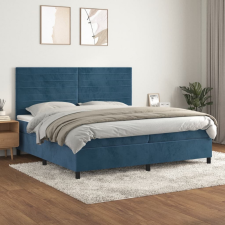 vidaXL sötétkék bársony rugós ágy matraccal 200x200 cm ágy és ágykellék