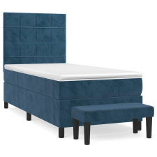 vidaXL sötétkék bársony rugós ágy matraccal 80 x 200 cm (3137813) ágy és ágykellék