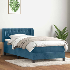 vidaXL sötétkék bársony rugós ágy matraccal 80x220 cm ágy és ágykellék