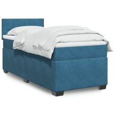 vidaXL sötétkék bársony rugós ágy matraccal 90 x 200 cm ágy és ágykellék