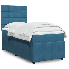 vidaXL sötétkék bársony rugós ágy matraccal 90 x 200 cm ágy és ágykellék