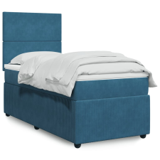 vidaXL sötétkék bársony rugós ágy matraccal 90 x 200 cm ágy és ágykellék