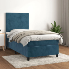 vidaXL sötétkék bársony rugós ágy matraccal 90 x 200 cm ágy és ágykellék