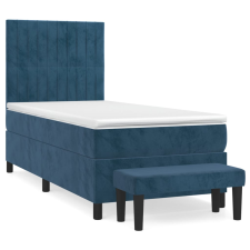 vidaXL sötétkék bársony rugós ágy matraccal 90 x 200 cm (3137945) ágy és ágykellék