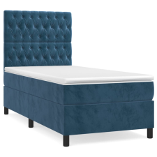 vidaXL sötétkék bársony rugós ágy matraccal 90 x 200 cm (3143185) ágy és ágykellék