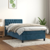 vidaXL sötétkék bársony rugós ágy matraccal 90x190 cm