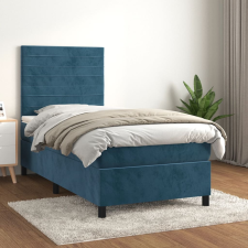 vidaXL sötétkék bársony rugós ágy matraccal 90x190 cm ágy és ágykellék