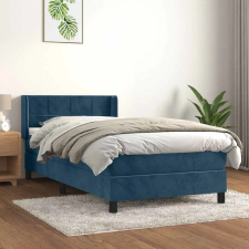 vidaXL sötétkék bársony rugós ágy matraccal 90x190 cm ágy és ágykellék