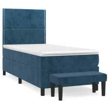 vidaXL sötétkék bársony rugós ágy matraccal 90x190 cm (3137759) ágy és ágykellék