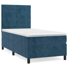vidaXL sötétkék bársony rugós ágy matraccal 90x190 cm (3142999) ágy és ágykellék
