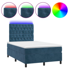 vidaXL sötétkék bársony rugós és LED-es ágy matraccal 120x190 cm ágy és ágykellék