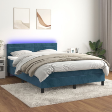 vidaXL sötétkék bársony rugós és LED-es ágy matraccal 140x200 cm ágy és ágykellék