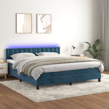 vidaXL sötétkék bársony rugós és LED-es ágy matraccal 160x200 cm ágy és ágykellék