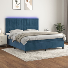 vidaXL sötétkék bársony rugós és LED-es ágy matraccal 160x200 cm ágy és ágykellék