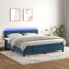 vidaXL sötétkék bársony rugós és LED-es ágy matraccal 160x200 cm ágy és ágykellék