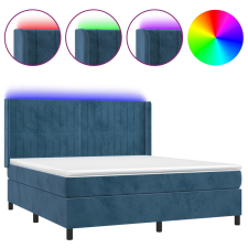 vidaXL sötétkék bársony rugós és LED-es ágy matraccal 180x200 cm (3139701) - Ágyak és ágykeretek ágy és ágykellék