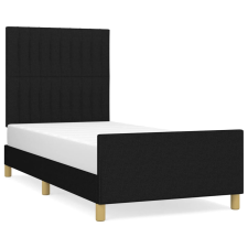 vidaXL sötéts szövet ágykeret fejtámlával 90 x 190 cm (3125181) ágy és ágykellék