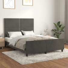 vidaXL sötétszürke bársony ágykeret fejtámlával 140 x 200 cm ágy és ágykellék