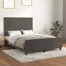 vidaXL sötétszürke bársony ágykeret fejtámlával 140 x 200 cm ágy és ágykellék