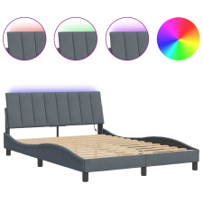 vidaXL sötétszürke bársony ágykeret LED-világítással 140 x 190 cm (3213776) ágy és ágykellék