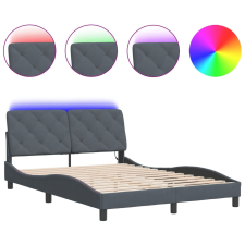 vidaXL sötétszürke bársony ágykeret LED-világítással 140 x 200 cm (3213856) ágy és ágykellék
