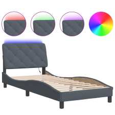 vidaXL sötétszürke bársony ágykeret LED-világítással 90 x 190 cm (3213826) ágy és ágykellék