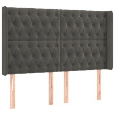 vidaXL sötétszürke bársony fejtámla szárnyakkal 163x16x118/128 cm (3119971) ágy és ágykellék